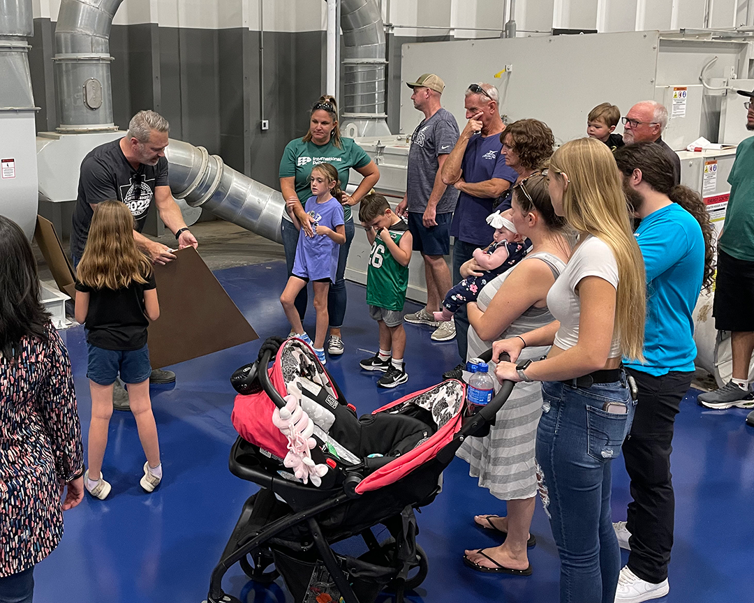 Friends and family learn about corrugated packaging at the Atglen, PA box plant.
