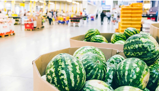 watermelons inside a box at a supermarket