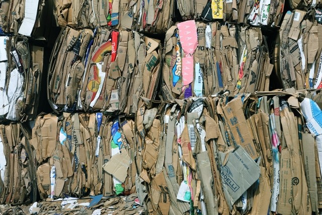 Bundled containerboard ready for recycling