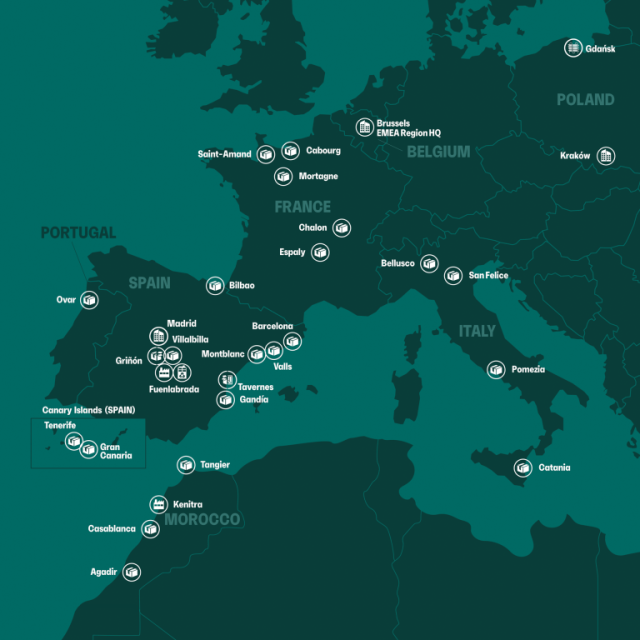map of EMEA locations