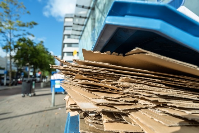 Corrugated boxes in recycling bin