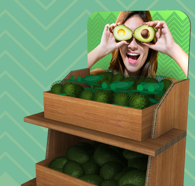 Retail display with avocados