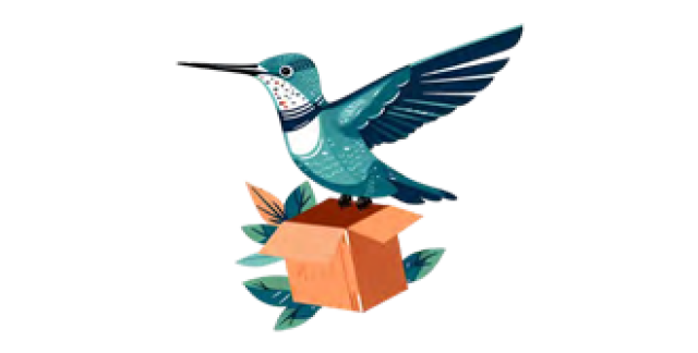 Hummingbird with box to show lightness