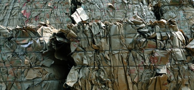 cardboard bales stacked together