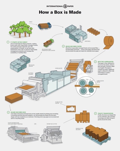 an infographic illustrating the step by step box making process